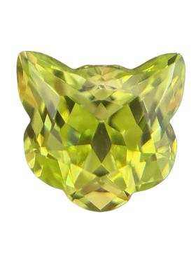 果绿色【招财猫】幸运小猫合成宝石7*7MM尖底高碳钻 首饰diy镶嵌