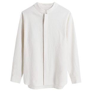 诚意质朴的新中式衬衫！原创简约中国风亚麻打底衫宽松男大码上衣
