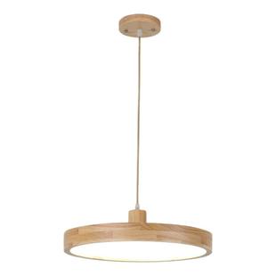 原木单头吊灯日式风圆形卧室书房餐厅吊灯商业办公室照明全光谱灯