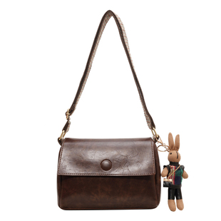 美拉德小包包女新款高级感复古小方包简约宽带通勤外出单肩斜挎包