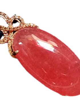 水晶红纹石吊坠18k金镶嵌蝴蝶