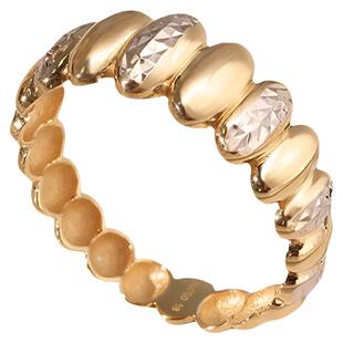 美梓珠宝18K金素金个性子弹头戒指时尚精致双色拼色女戒AU750港风