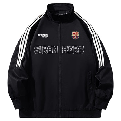 美式运动三条杠立领外套春秋薄款