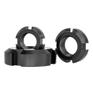 国标圆螺母锁紧螺帽GB812止退螺母开槽螺母四槽圆形螺母防松并帽