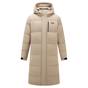 Jeep户外滑雪服三防过膝长款羽绒服男保暖加厚东北抗寒羽绒衣女