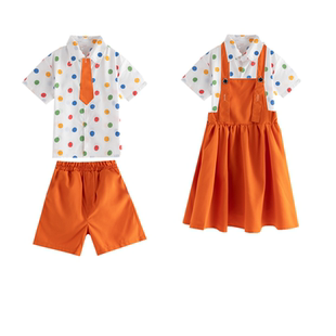幸运baby舞蹈服六一快乐我和你表演服夏季彩色波点运动会表演服装