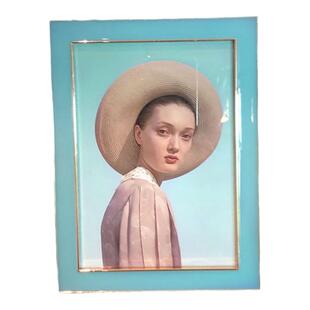 相框6寸摆台法式蓝色相框六寸照片框婚纱照相框高级感玻璃像框