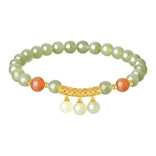 周大生和田玉手串925纯银手链女款玛瑙轻奢高级感生日礼物送女友