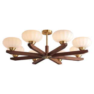 侘寂中古风客厅灯主灯法式吊灯卧室灯低层高 黑胡桃木日式吸顶灯