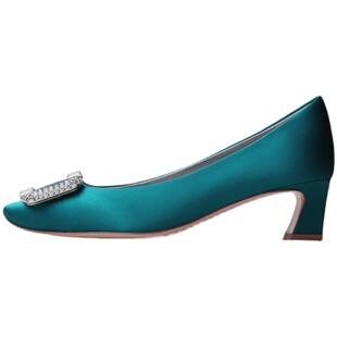 真丝宴会系列 fanfanfant 钻方扣方头舒适4.5CM高跟鞋 高级婚鞋