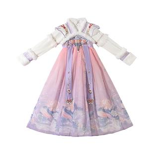 汉服女童秋冬裙子2025新款古风儿童冬季连衣裙国风唐装公主裙冬装