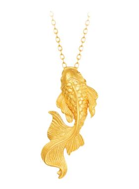 18K金古法金鲤鱼项链纯银