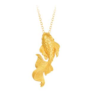 18K金古法金鲤鱼项链 女福泽锦鲤纯银镀黄金色金鱼礼物年年有鱼潮