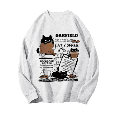 美式咖啡猫600g重磅纯棉卫衣