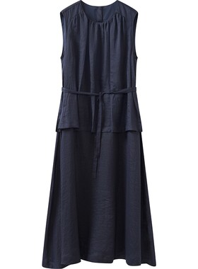 【商场同款】播26夏新品100%苎麻假两件无袖连衣裙女BDT2LD1795
