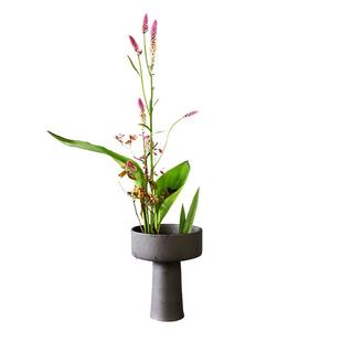 高脚小火炬花器插花器皿花瓶花盘剑山插花日式中式花道小原流