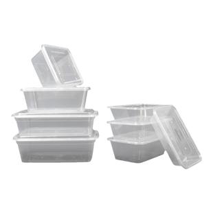 一次用方盒长方形餐盒商用透明带盖外卖家用加厚打包便当盒1000ml