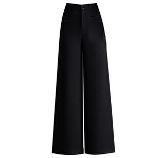 加厚加绒毛呢阔腿裤女冬季新款高腰垂坠感休闲大脚裤宽松长裤