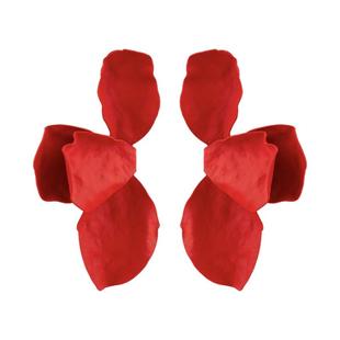 无痛蚊香盘耳夹时尚个性红色花朵无耳洞耳饰夸张高级感耳钉耳环女