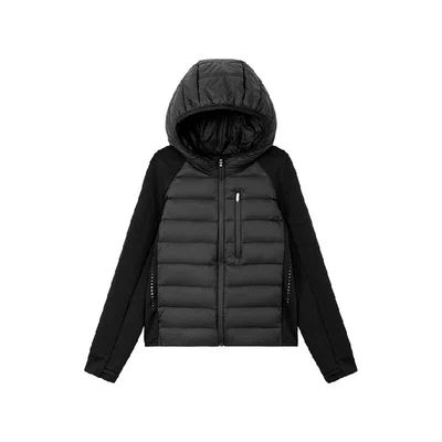 左西轻薄款拼接保暖连帽羽绒服