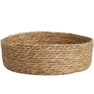 梵鱼草编圆形收纳筐桌面零食水果杂物收纳篮储物篮整理篮面包篮