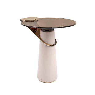 轻奢简约不锈钢设计师沙发圆形边几小户型家用客厅高级感皮艺角几