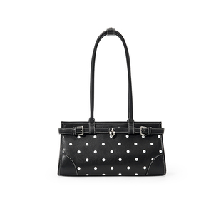 ANGELSKY原创设计法棍包单肩腋下包黑色波点包韩系机车包小众轻奢