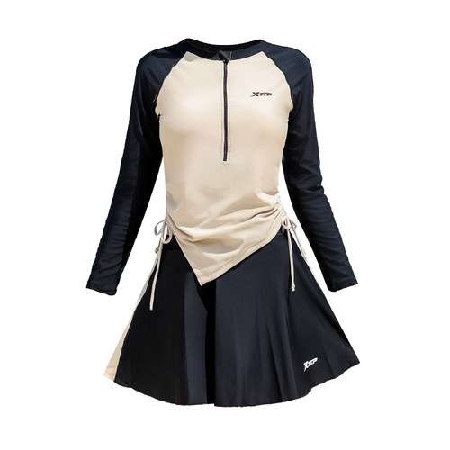 特步保守泳衣女款2025年新款长袖分体显瘦遮肉女孩度假海边游泳装