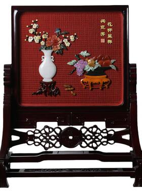 扬州雕漆花开呈祥商务风装饰摆件