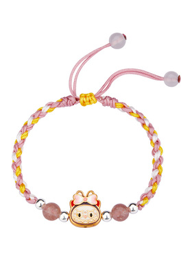 顺庆银楼足银999拉布布手绳卡通