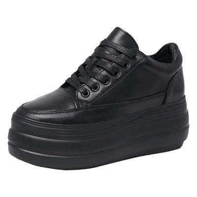 厚底黑色增高8CM真皮松糕鞋百搭