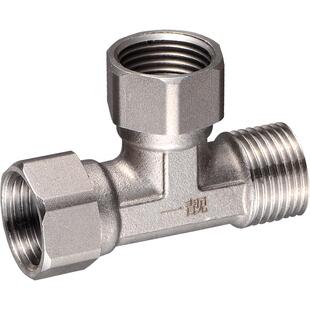 304不锈钢三通接头带活接4分角阀热水器一进二出三通阀水管分流器