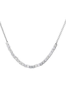 s925银方块项链女锁骨链冷淡风