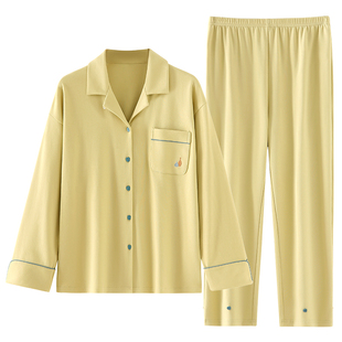 【柔感】家乐芬情侣睡衣女士春秋款秋季纯棉长袖家居服男款女套装