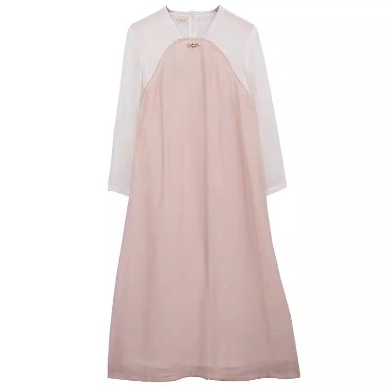 春夏高腰汉服式襦裙女长袖连衣裙