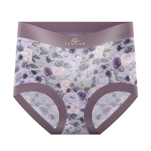 薄款冰丝高腰女士内裤印花7A抑菌裆收腹提臀大码包臀高弹三角裤头