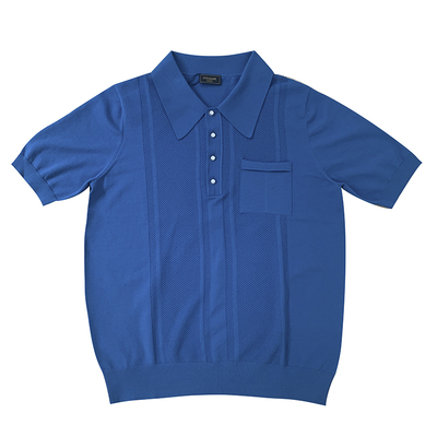 夏季镂空针织透气百搭套头polo衫