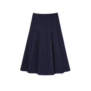 时然大码女装复古学院风半身裙春季微胖MM高腰显瘦穿搭百褶A字裙