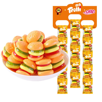 德国trolli口力汉堡橡皮糖qq糖果汁软糖喜糖儿童节休闲小零食挂板