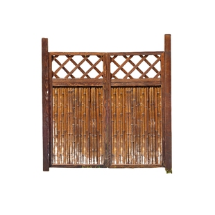 竹篱笆栅栏门庭院户外防腐木门双开木围栏花园门菜园门网格木质门