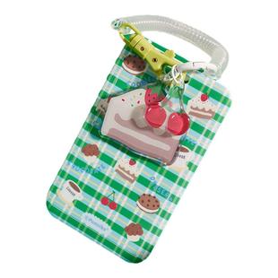 Pumzika原创格子蛋糕美式少女学生饭卡卡包门禁卡套挂件弹力绳