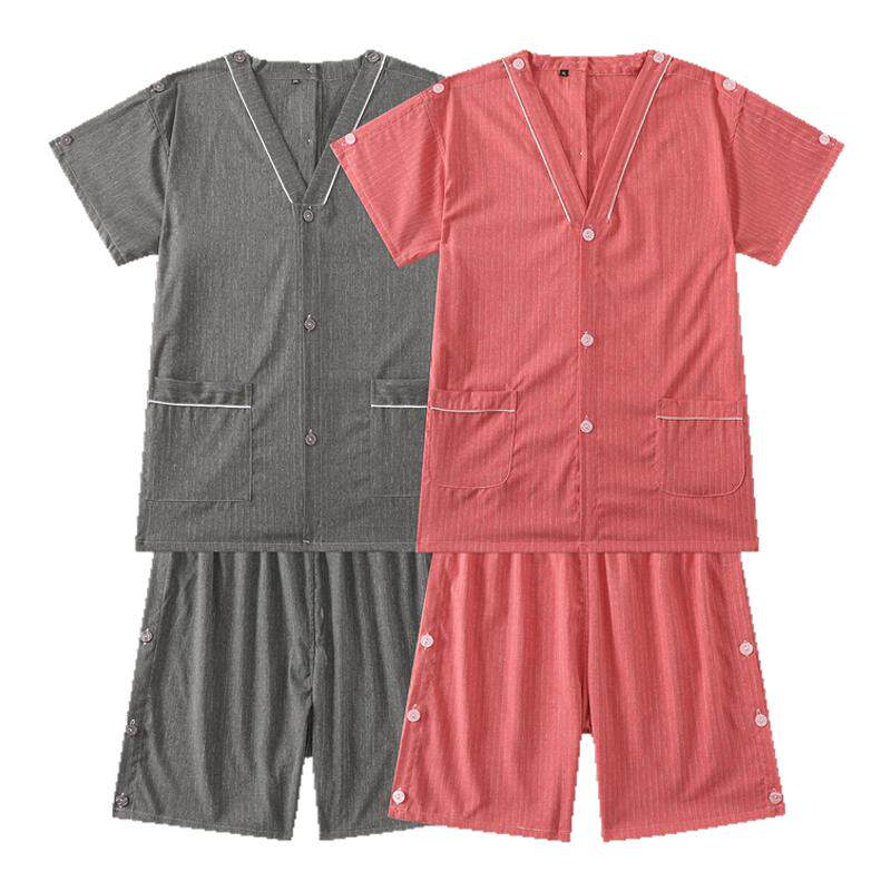 艾灸服纯棉前后开背采耳服男肩袖开衫针灸理疗服女腿侧开按摩推拿