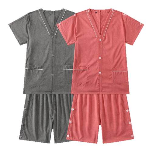 艾灸服纯棉前后开背采耳服男肩袖开衫针灸理疗服女腿侧开贡麻按摩
