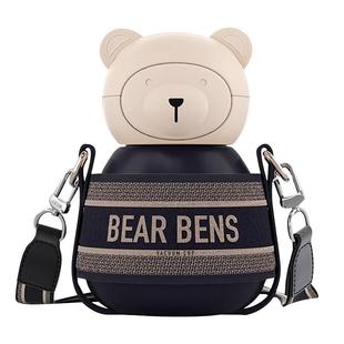 不畏熊熊本士316不锈钢保温杯儿童卡通水杯熊猫吸管杯男女生杯子