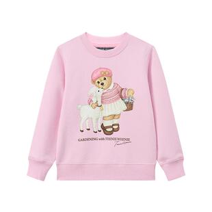 TeenieWeenie Kids小熊童装时尚舒适秋冬季女童印花加绒套头卫衣
