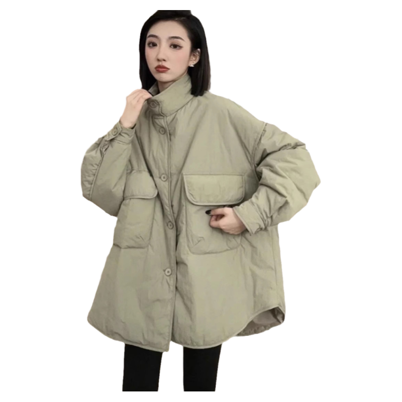 休闲时尚宽松大口袋棉服2025外套女秋冬新款时尚流行百搭棉袄棉衣