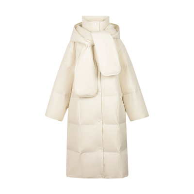 高充绒量连帽围巾款立领羽绒服