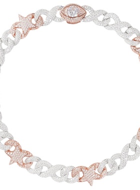 美国异形高密度镶钻嘻哈风项链