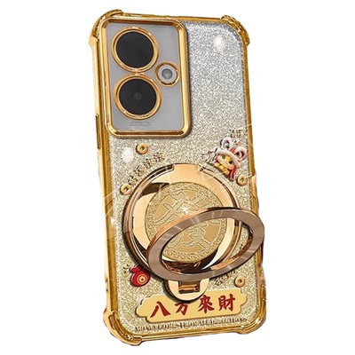 马年八方来财适用vivoy78+手机壳新款简约高颜值y500i外壳防摔y500pro保护壳多功能金色支架y500保护套女款