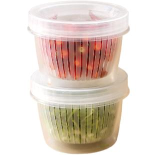 厨房葱姜蒜收纳盒冰箱葱花小料保鲜盒圆形备菜盒带盖沥水大蒜生姜